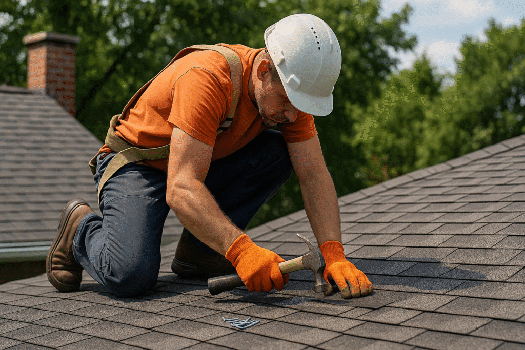 Roofer Repairing Roof roof repair